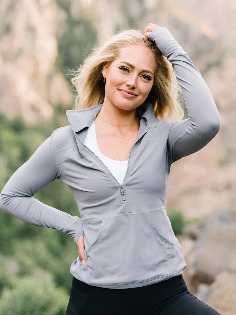 Zyia Active Light Gray Half-Zip Active Pullover Medium